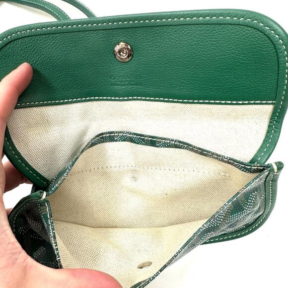 RARE Authentic Goyard Goyardine Saint Louis PM Green Shoulder Tote Bag & Pouch - Picture 11 of 13